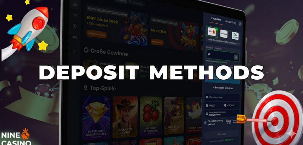 There are a variety of deposit methods available at Nine Casino in the UK.